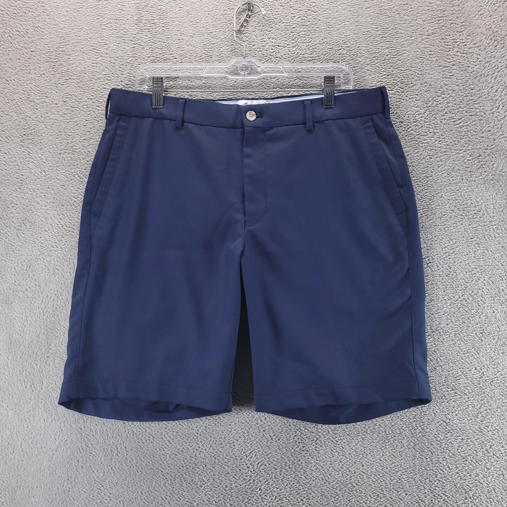 Peter Millar Shorts Mens 34 Blue Salem Performance Chino Golf ME0EB82 9" Inseam